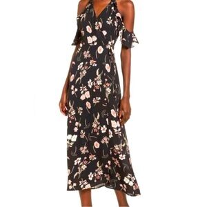 Floral Black Off-Shoulder Dress